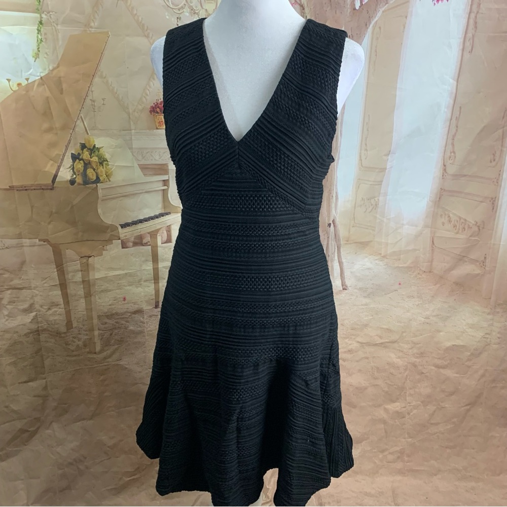 NEW Rebecca Taylor Navy Black Textured Dress